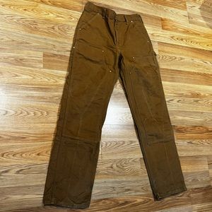 Vtg Carhartt Carpenter Pants Dungaree Union Made USA BO1 BRN Double Knee 32x34